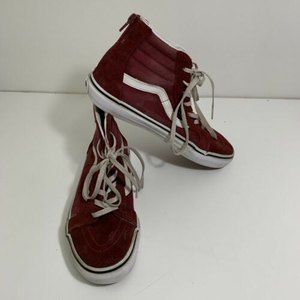 Vans Off The Wall High Top Skateboard Maroon Burgundy Suede Canvas Kids SZ 4